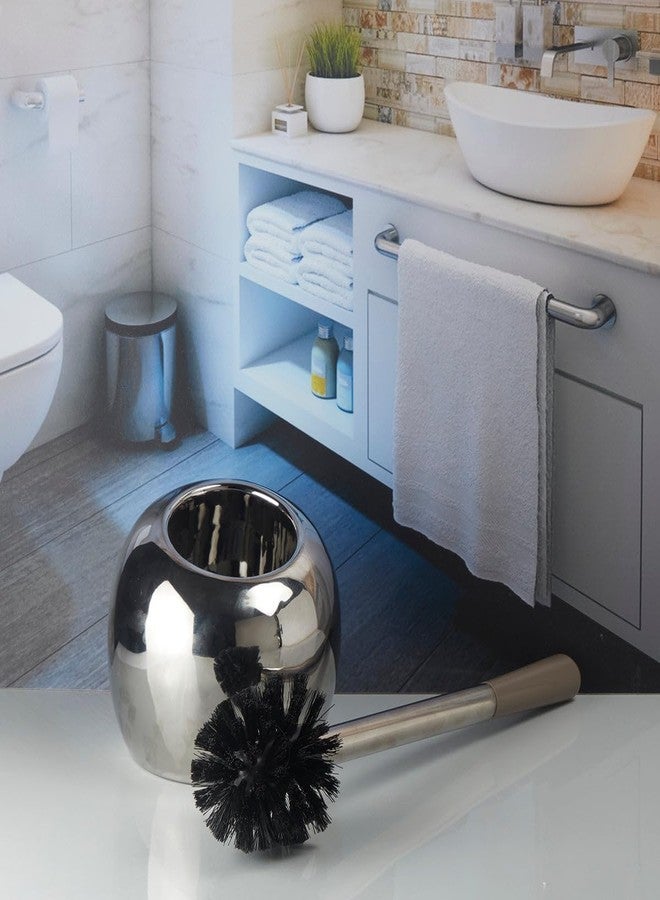 Kookee Ceramic Toilet Brush Holder for Bathroom, Silver (10221) - Image 2